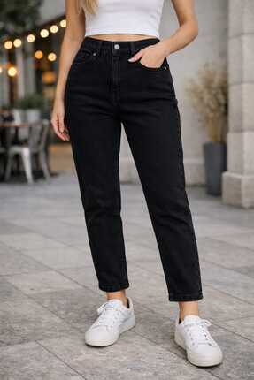 SNAEJ JEANS Snaej Siyah Momjean Pantolon