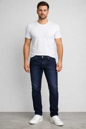 SNAEJ JEANS AJ Erkek Mavi Slim fit Likralı Kot Pantolon