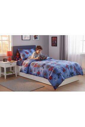 Renkli Düşler Atölyesi Mavi Örümcek Adam Desenli %100 Pamuklu Tek Kişilik Nev...