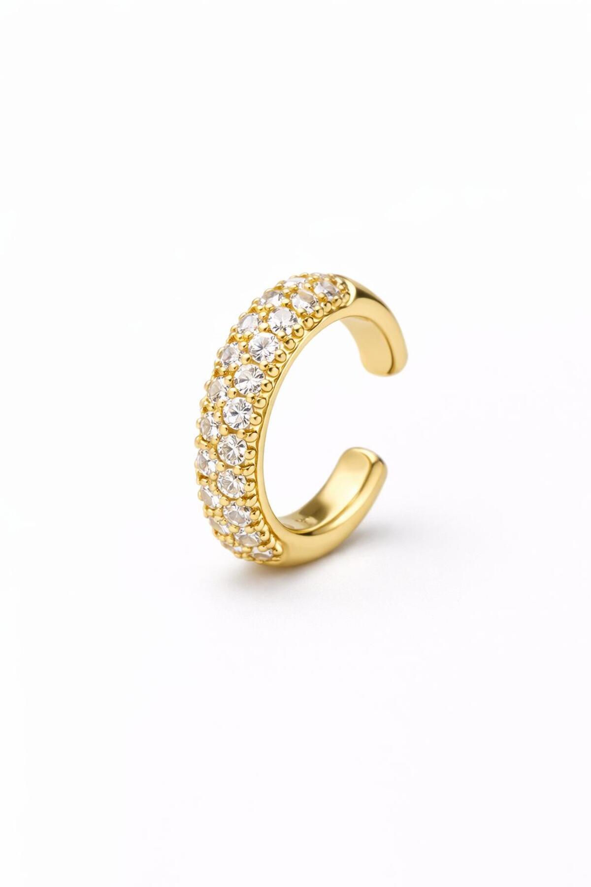 Moonline Zirkon Taşlı Gold VIP Kıkırdak Küpe