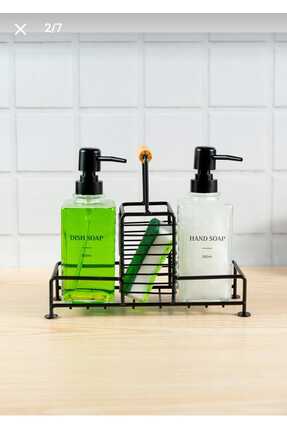 TR MADE HOME Metal Standlı 500 ml İkili Kare Cam Sıvı Sabunluk DeterjanlıK