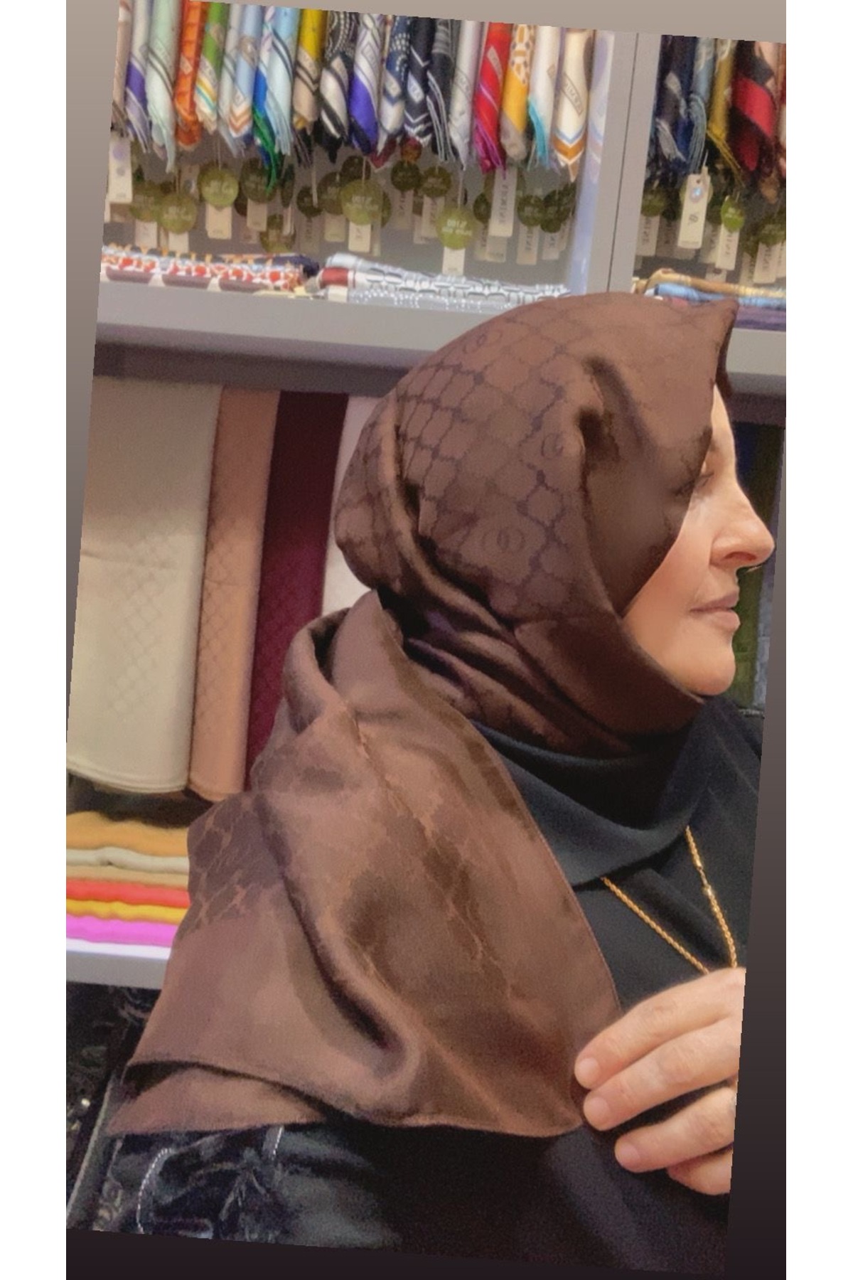 WINDOW MESH RAMY JACQUARD SHAWL BROWN