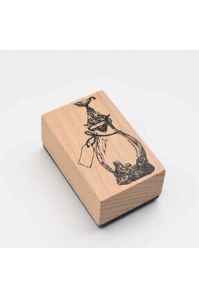 Onwize Vintage Şişe Desenli Ahşap Damga Scrapbook & Journal Mührü