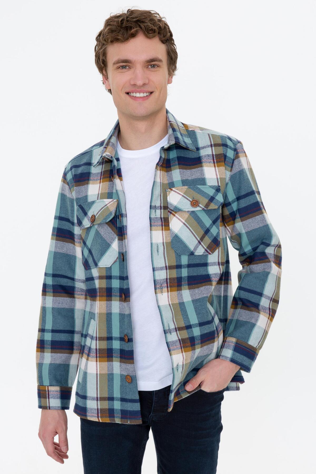 یو اس پولو پیراهن آستین بلند مردانه نیلی