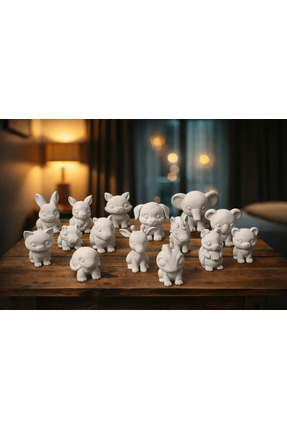 ROTA HOBİ Beyaz Taş Tozu Sevimli Hayvan Figürleri Seti 17’li – Boyama Seti ve...