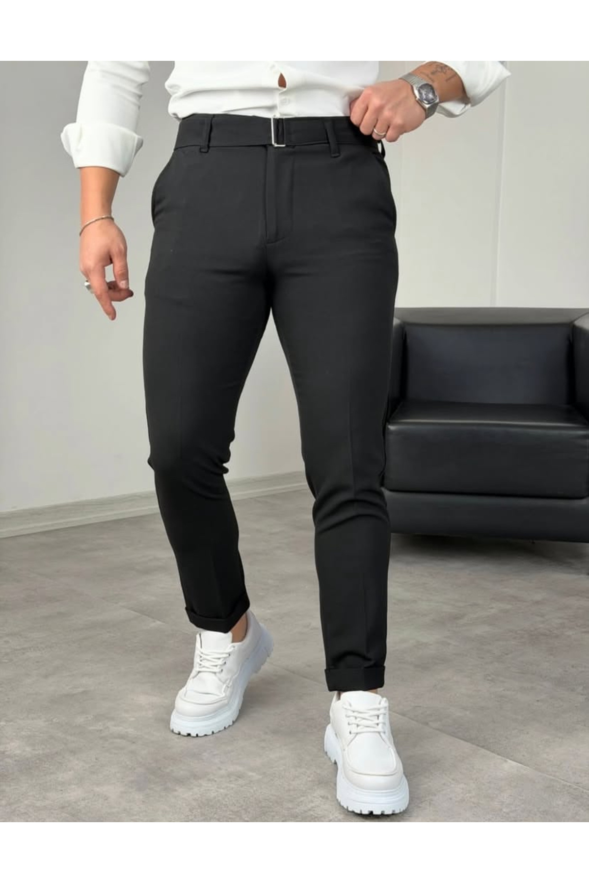 Stylo Men  Erkek Kendinden Kemerli Duble Paça Premium Kumaş