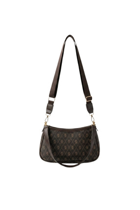 Valenora Kadın Farme Monogram Baget El ve Omuz Çantası - Kahverengi