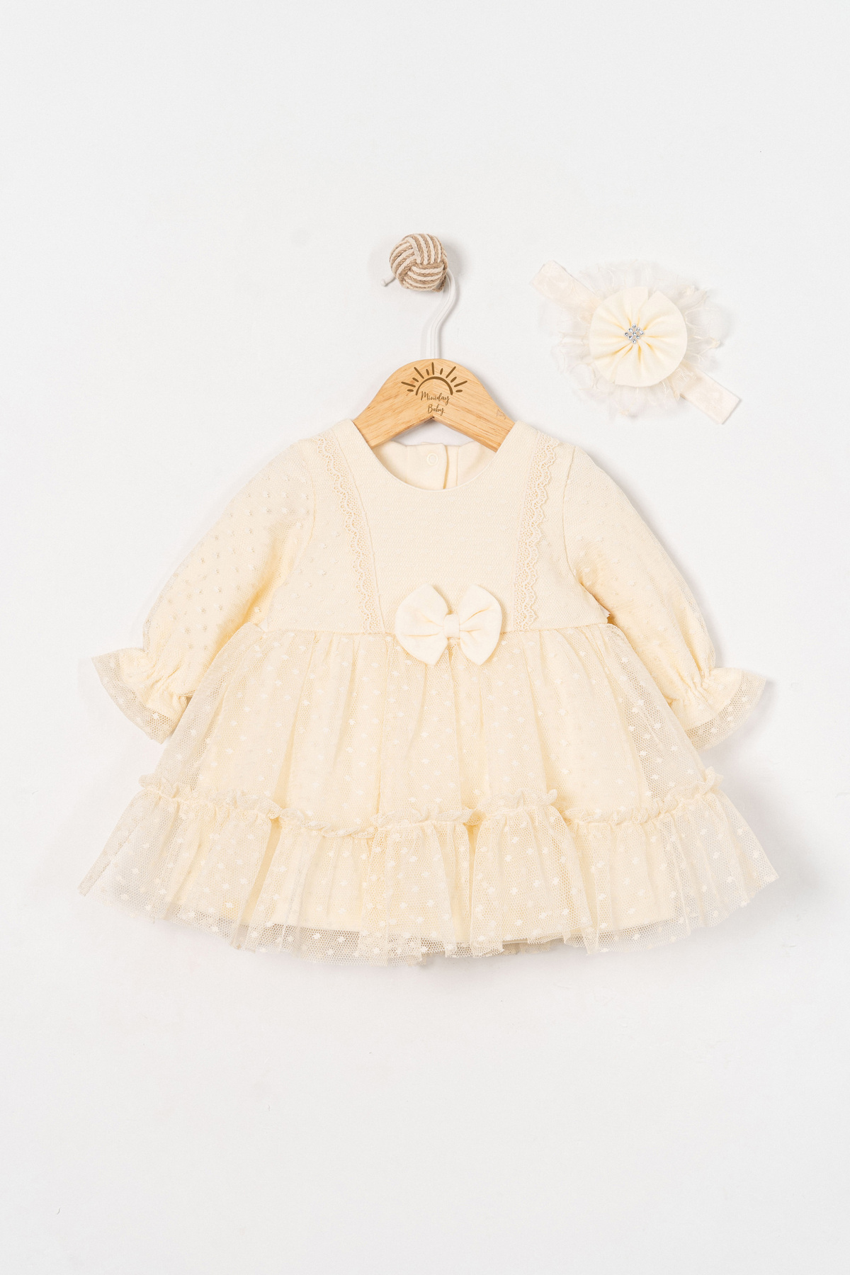 Miniday Baby Kız Bebek Mevlütlük Elbise Bandanalı Dantelli Yeni doğan Hastane çıkışı Gelinlik Abiye Mevlitlik 416 fotoğrafı 2 (önizleme)