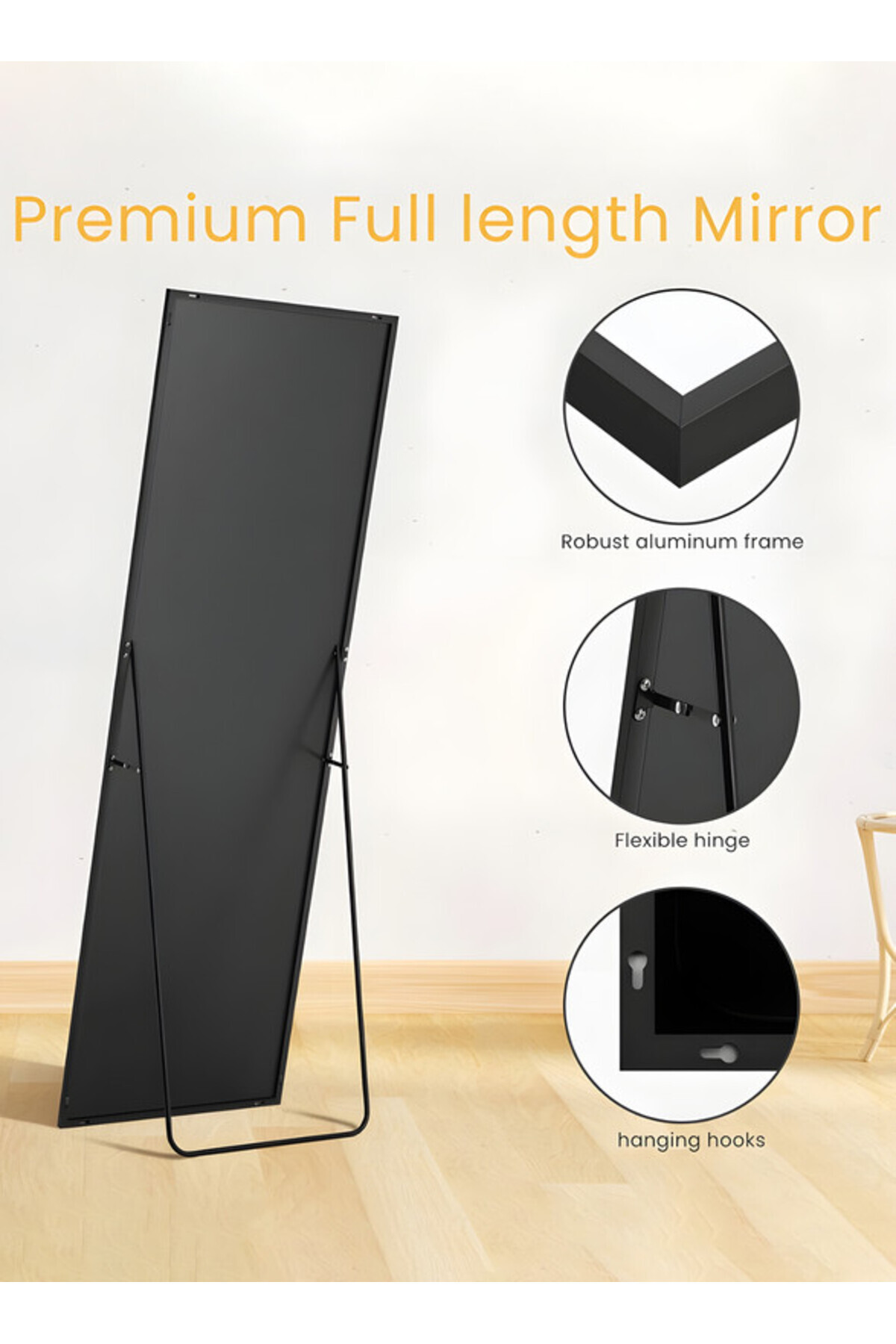 مرآة كبيرة بتصميم أنيق 160×50 سم - مرآة كاملة الطو...