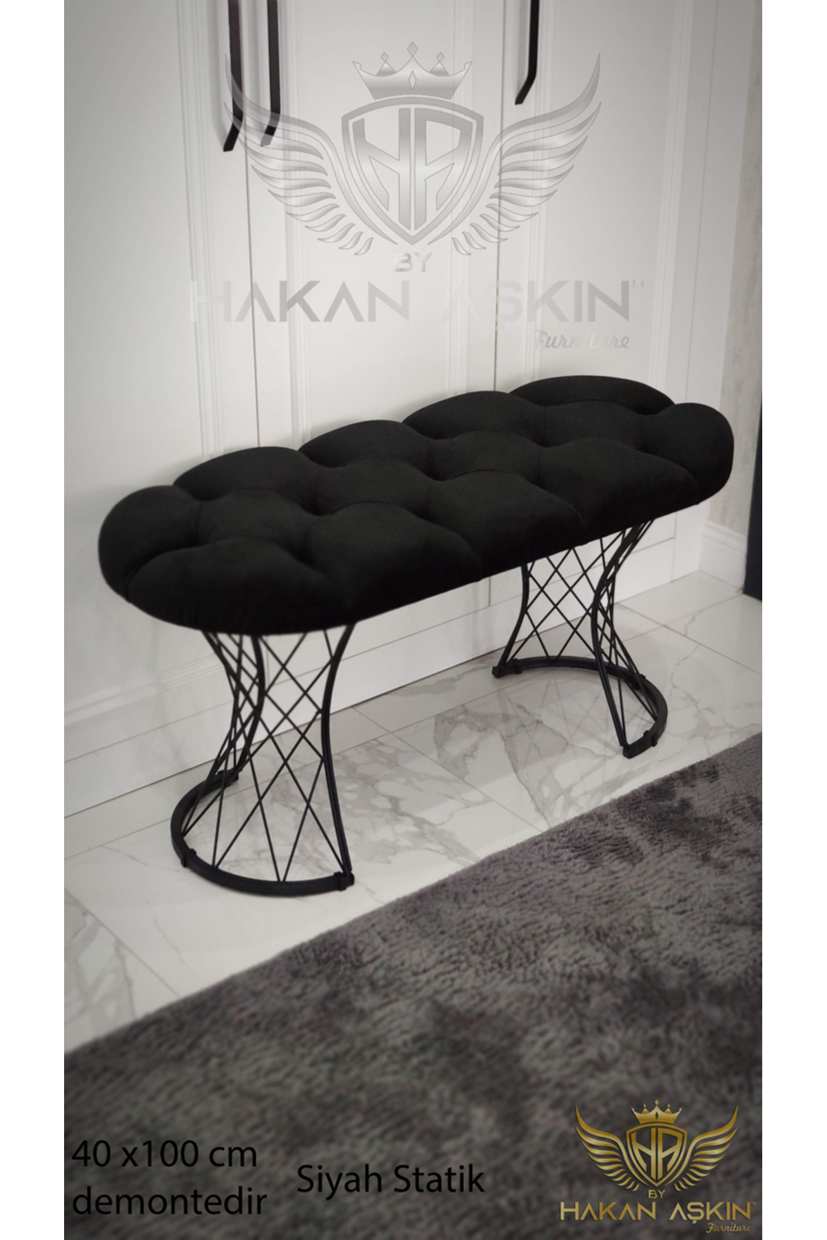Luxury Ladle Bench 40x100cm Pouffe&Bench Bed Front - Entrance - Living Room - Living Room