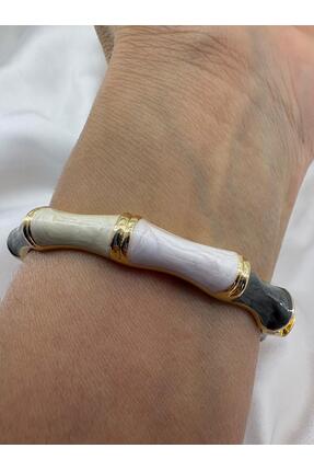 beus Siyah Beyaz Bambu Kelepçe Bileklik