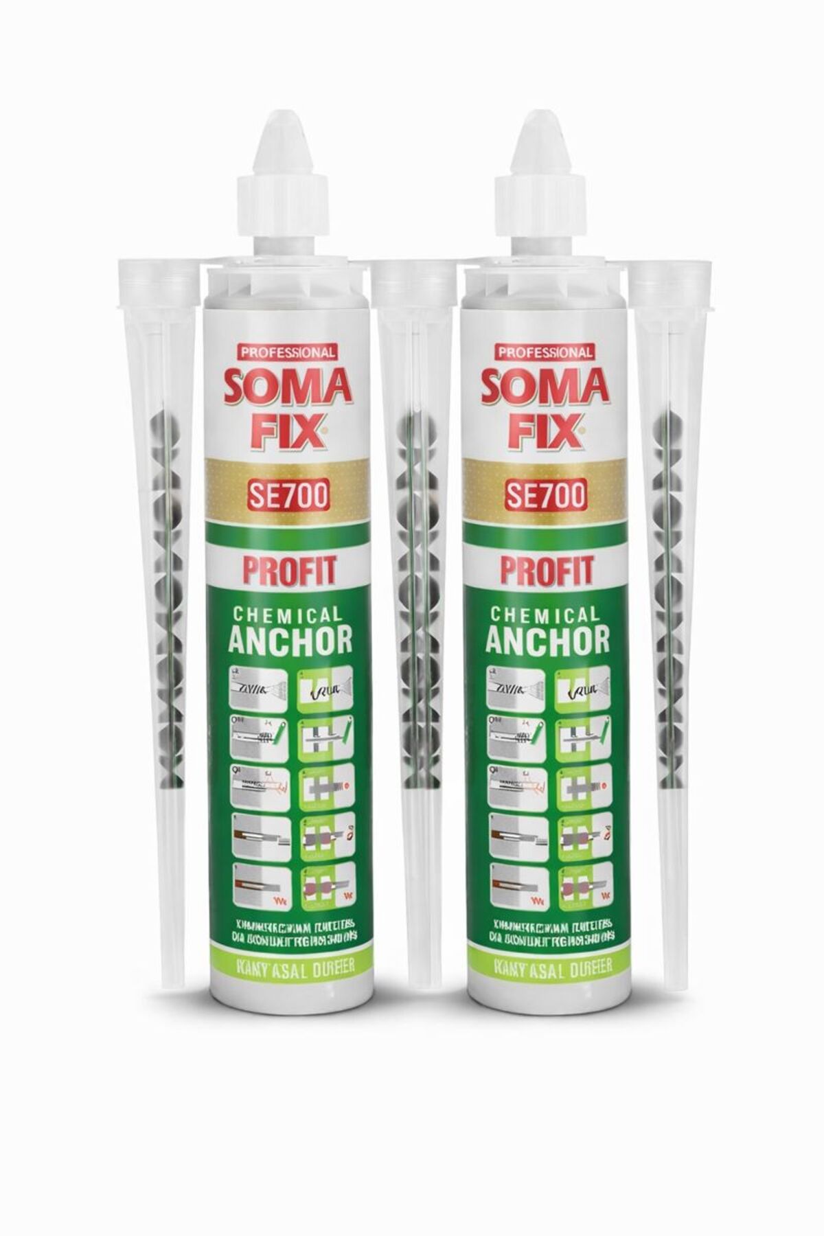Somafix 2 Adet 300 ml Kimyasal Dübel Epoksi Yapıştırıcısı Silikon Tabancası ile Kullanılır SE700