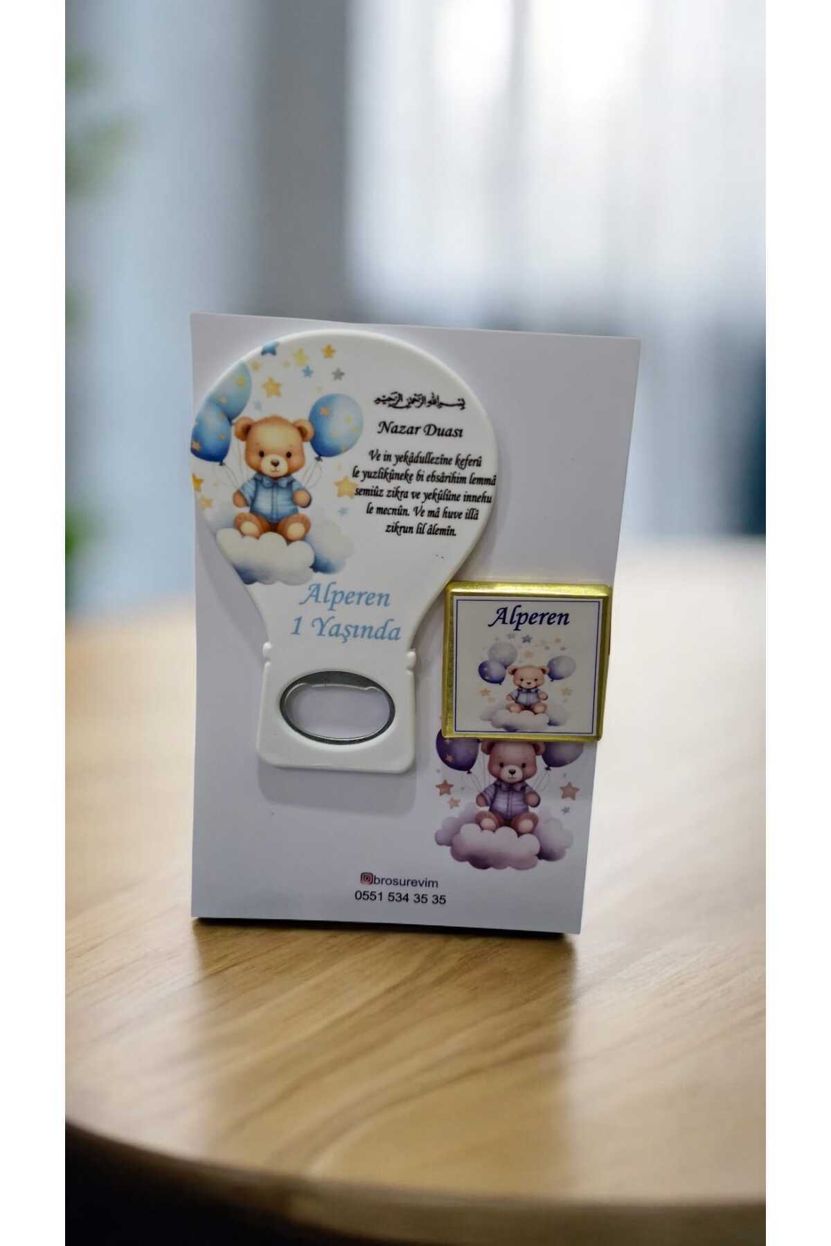 Nazar Duası Tema Kişiye Özel Doğum Günü Hediyelik Magnet Açacak Ve Baskılı Çikolata Set 100 lü Paket