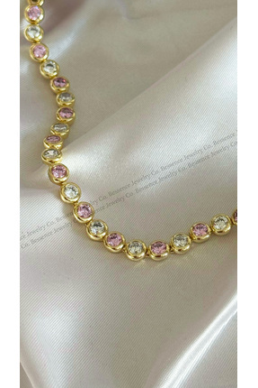 Bessence Jewelry Co Xuping 14K Gold Elegant Pink Yuvarlak Taşlı Çelik Bilekli...