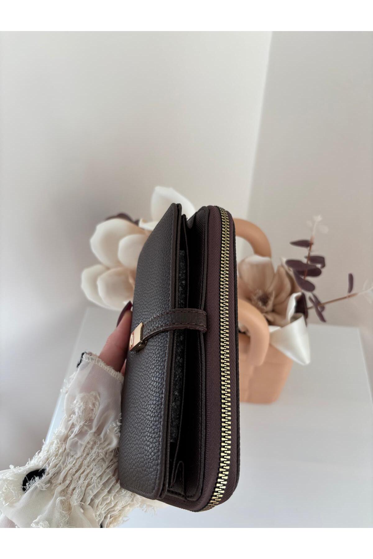 lalettobags  Kadın Acıkahve Telefon Bölmeli Suni Deri Cüzdan - Görsel 2