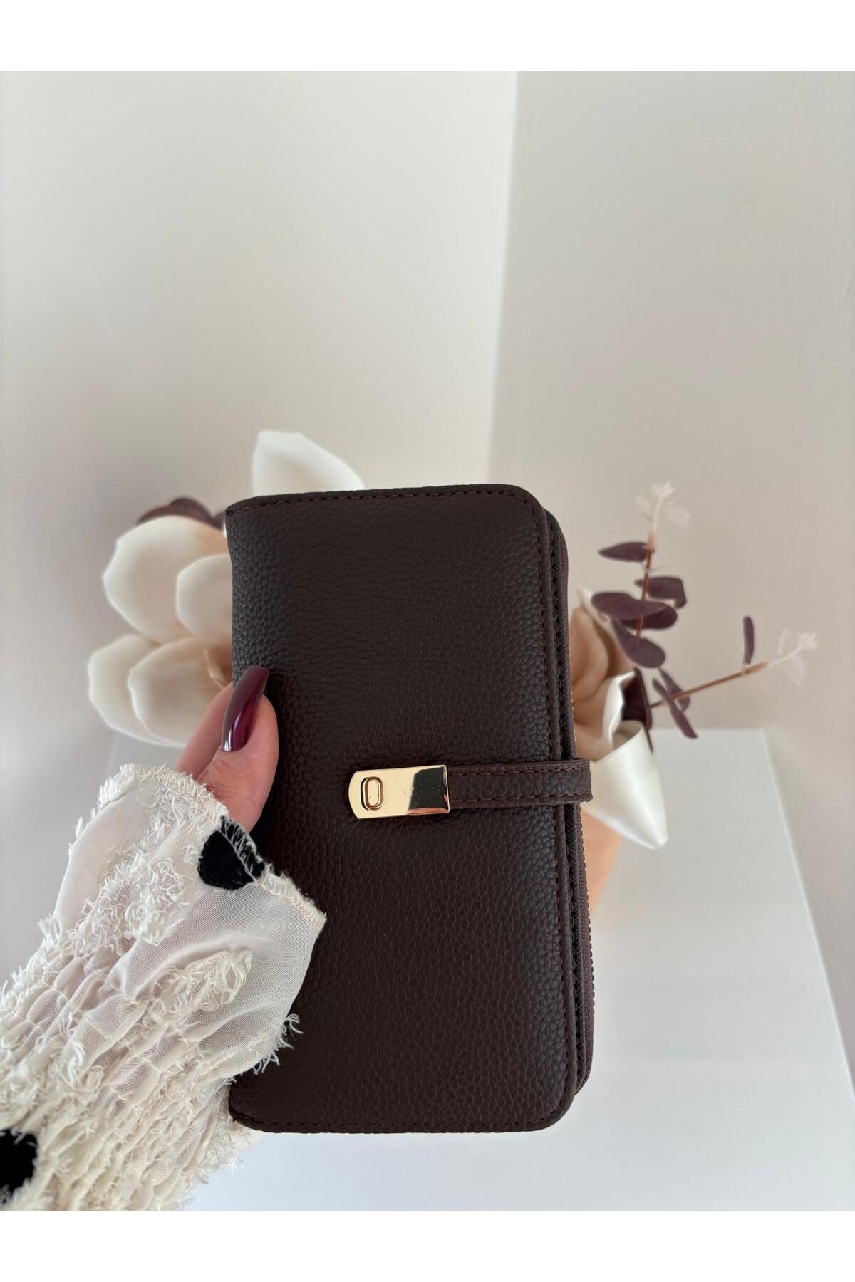 lalettobags  Kadın Acıkahve Telefon Bölmeli Suni Deri Cüzdan