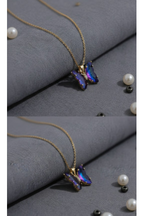 Riva “Işıltılı Mor Mavi Kelebek Kolye – Zarif ve Şık Tasarım”