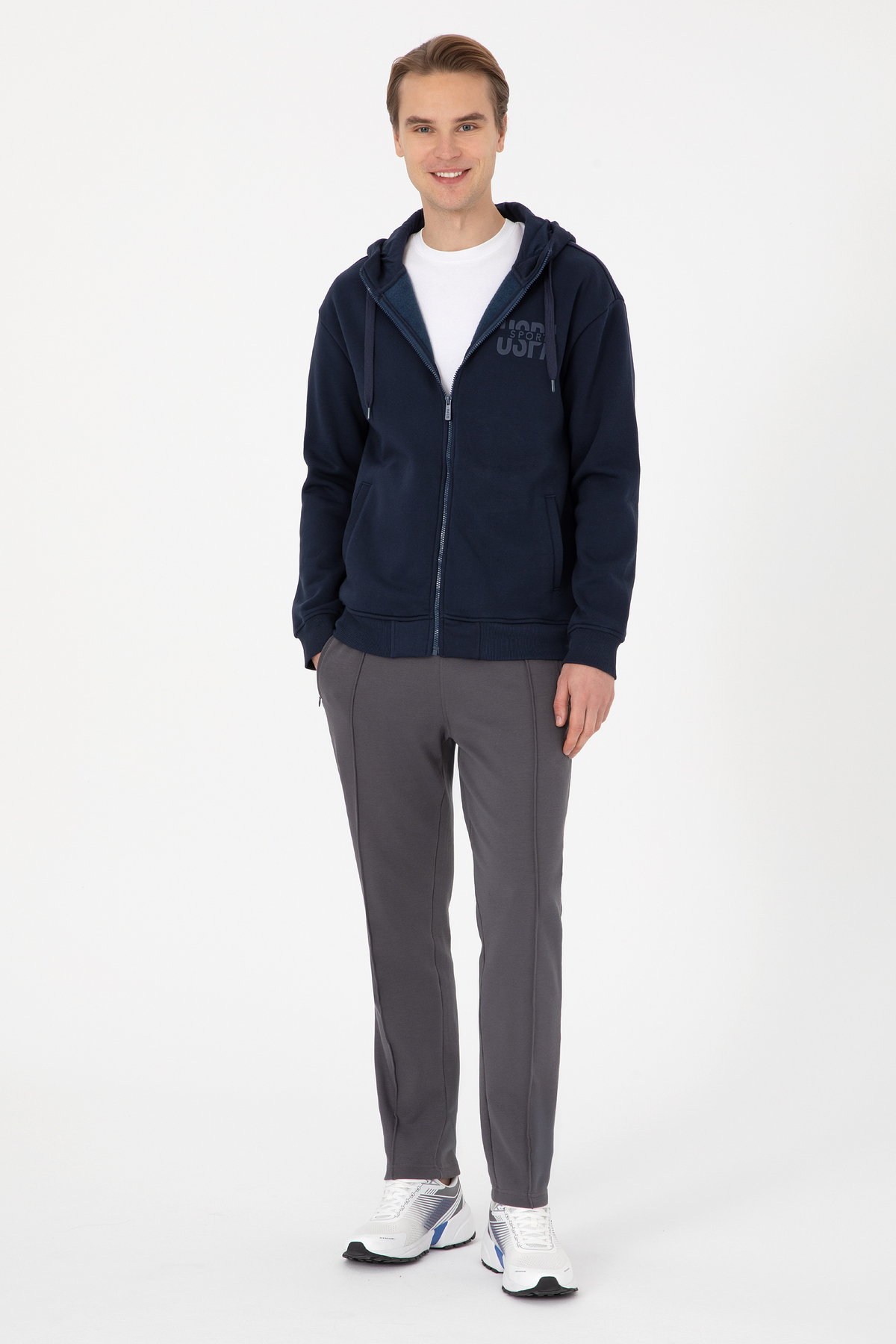 U.S. Polo Assn.  Erkek Comfort Fit Fermuarlı Kapüşonlu Lacivert Örme Hırka 50315757-VR033 - Görsel 4