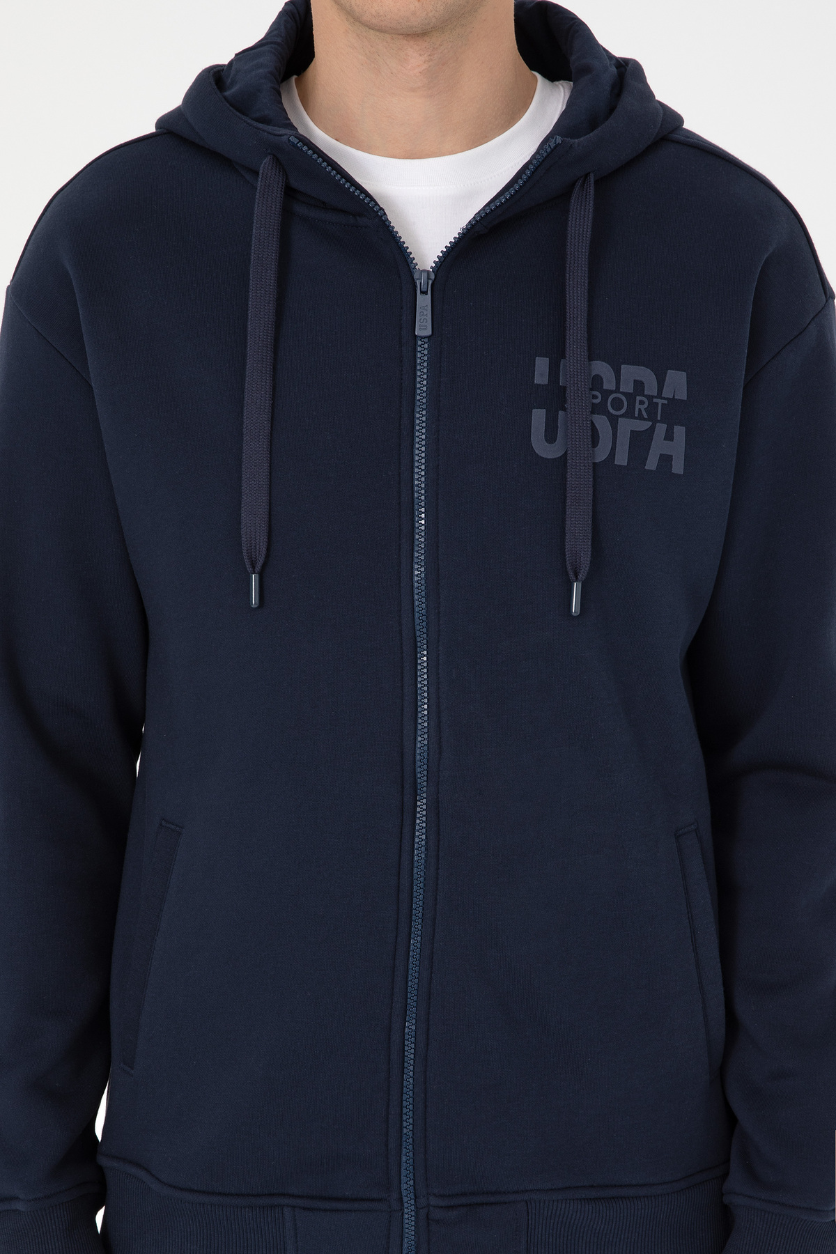 U.S. Polo Assn.  Erkek Comfort Fit Fermuarlı Kapüşonlu Lacivert Örme Hırka 50315757-VR033 - Görsel 6