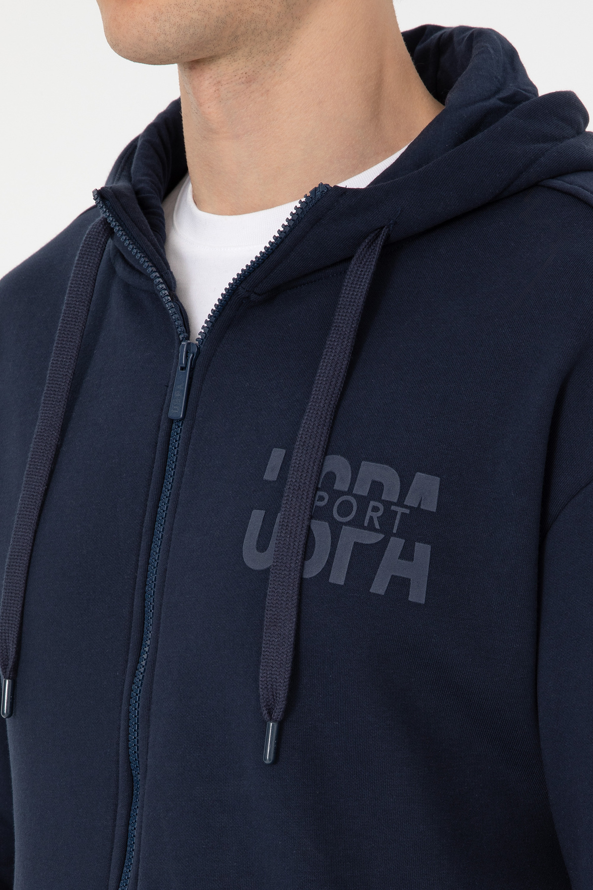 U.S. Polo Assn.  Erkek Comfort Fit Fermuarlı Kapüşonlu Lacivert Örme Hırka 50315757-VR033 - Görsel 7