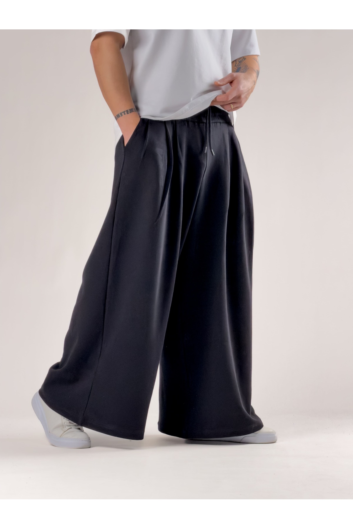 COCOPELLI  Desenli Siyah Oversize Erkek Samurai Pantolon COC2771 - Görsel 3