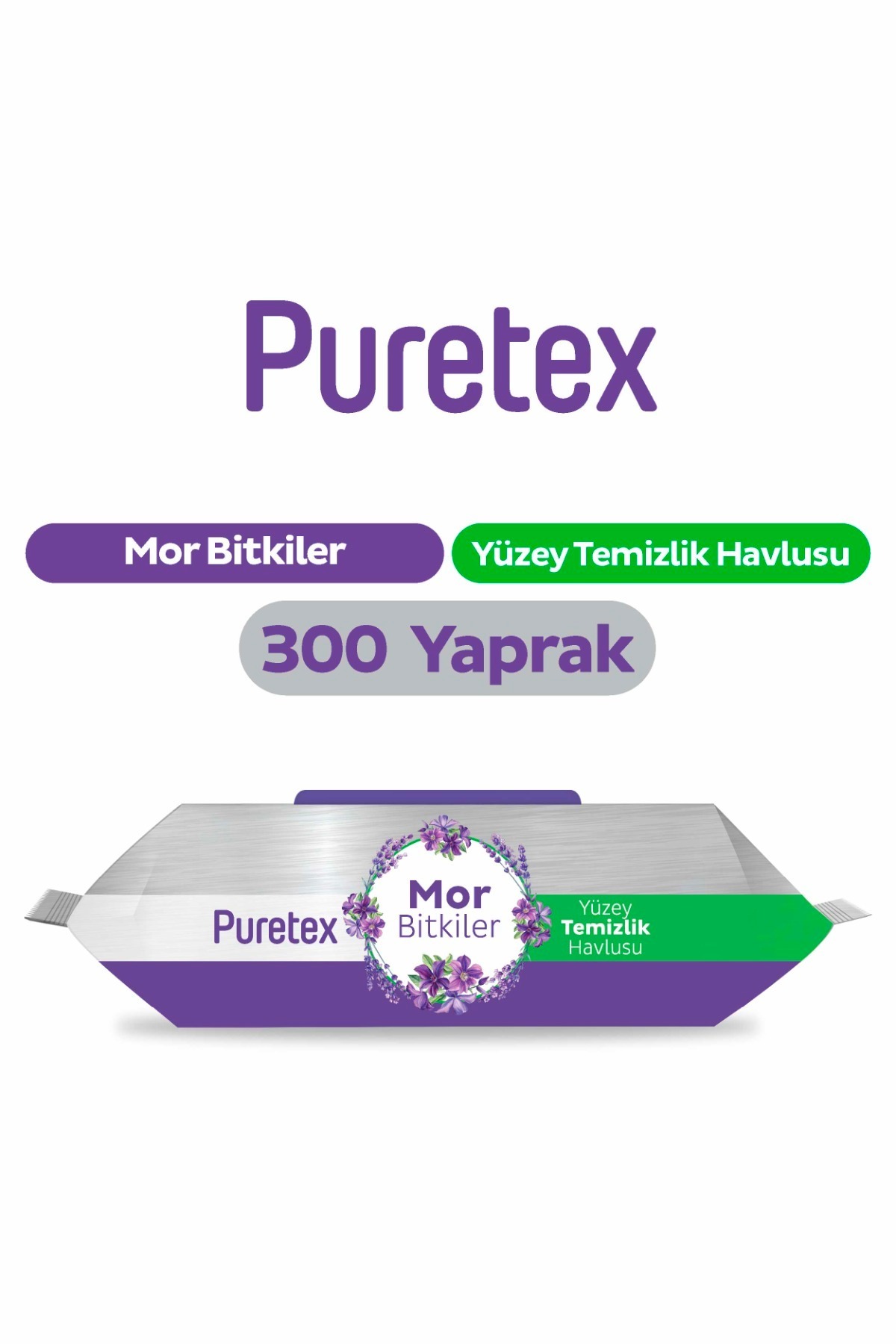 puretex Puretex Yüzey Temizlik Havlusu Mor Bitkiler 3x100 (300 Yaprak ...