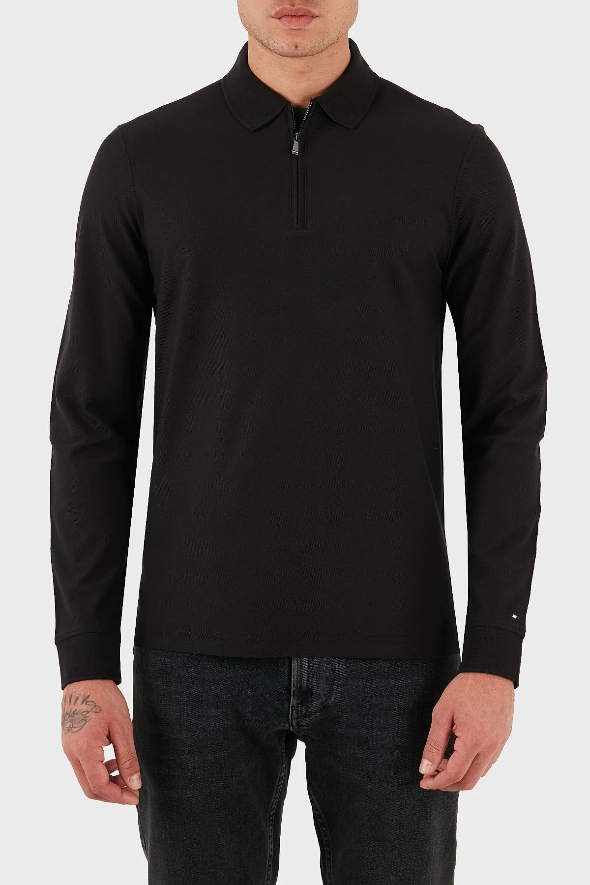 تامی هیلفیگر پولو مردانه مشکی DC ZIP POLO - MW0MW44244