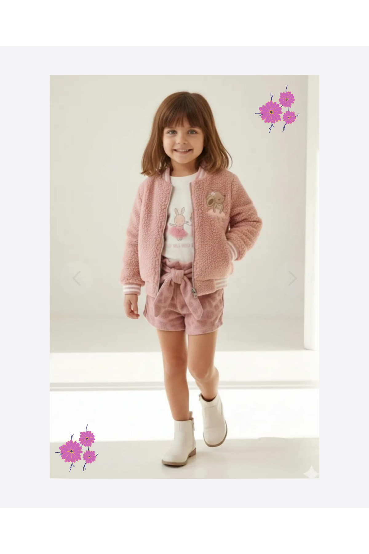 Milo Sol Milo+Sol Kız Bebek Tavşan Nakışlı Peluş Mont– Yeni Sezon fotoğrafı 4 (önizleme)
