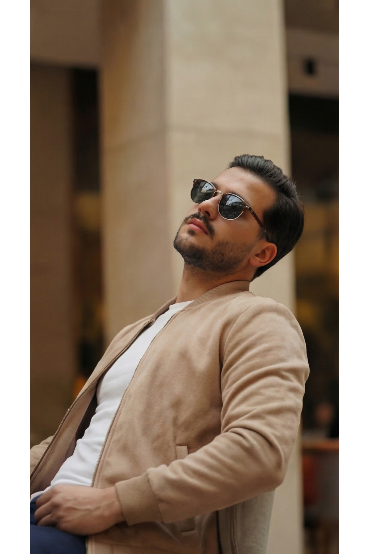 MDKConceptShop Erkek Scuba Süet Kumaş Bomber Hırka görsel 5