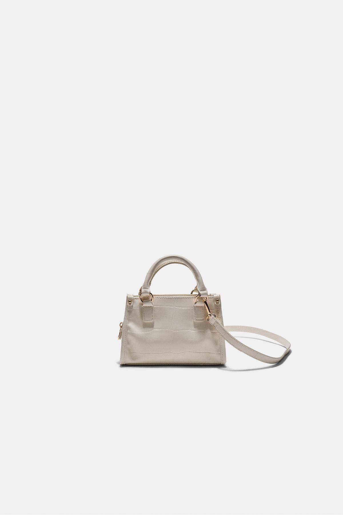 Stradivarius Timsah deseni görünümlü mini tote çapraz askılı çanta