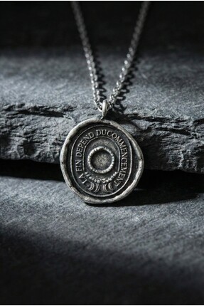 KARV Antik Mühür Kolye - Gümüş Renk Erkek Kolye