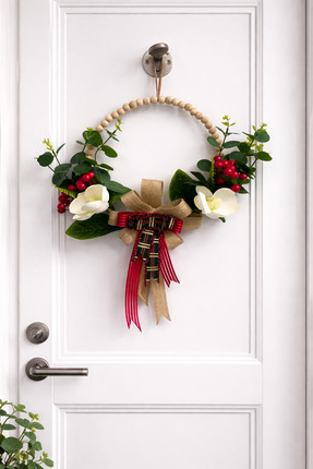 XX Kokina Detaylı Kapı Süsü Ahşap Boncuklu Dekoratif Çelenk Modern Ev Girişi ...