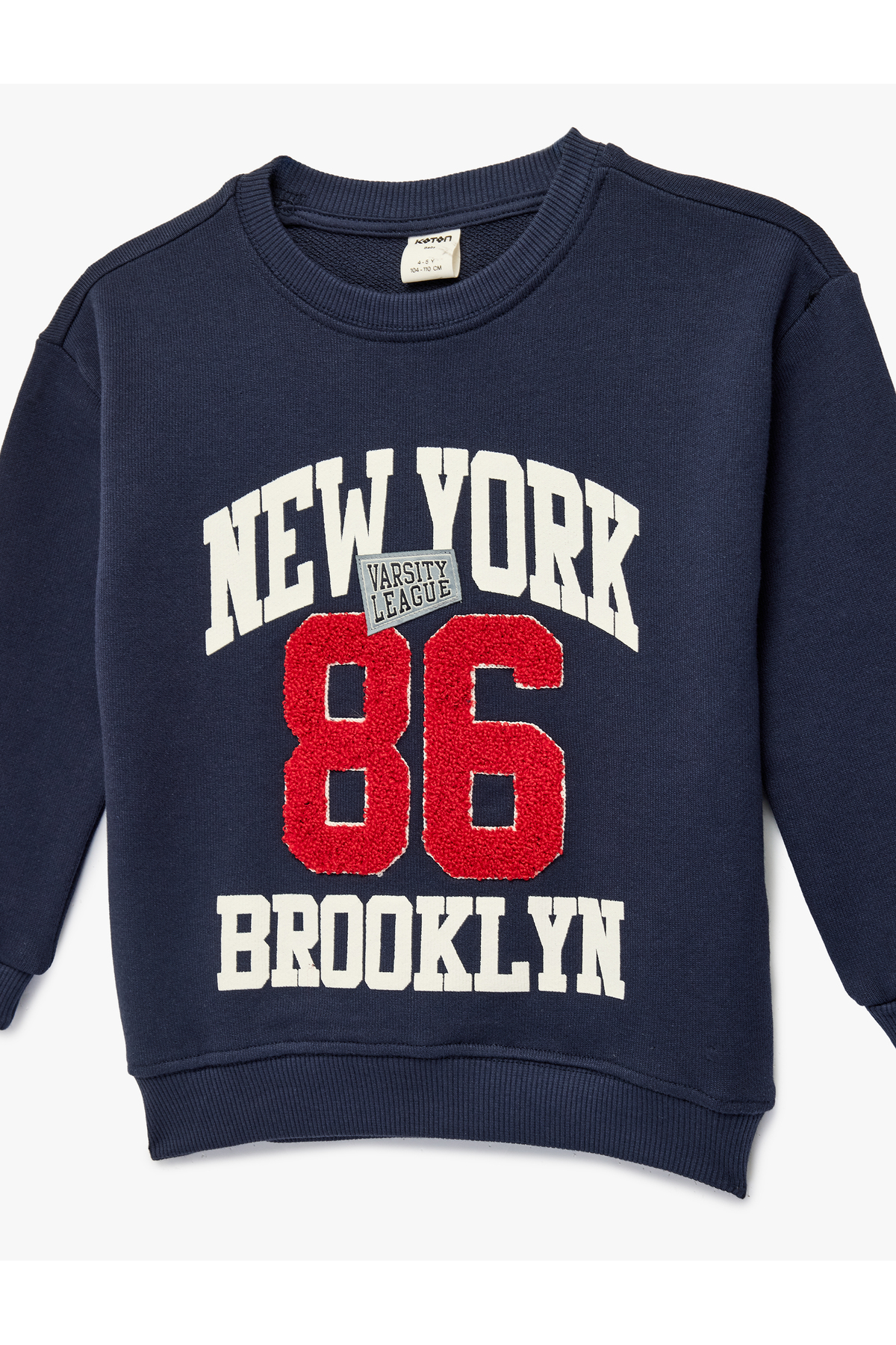 Koton Pamuklu Şardonlu Uzun Kollu Bisiklet Yaka Baskılı Oversize Sweatshirt fotoğrafı 5 (önizleme)