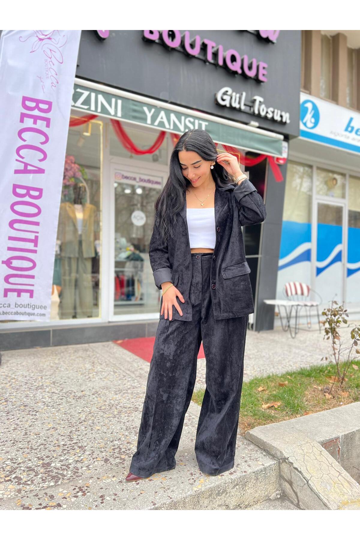 Süet Ceket Pantolon Takım