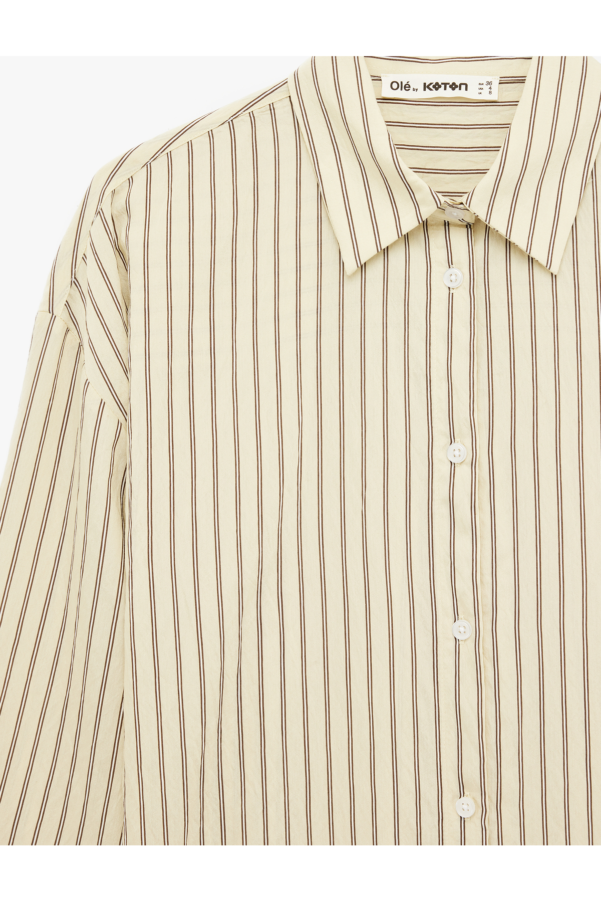 Koton  Klasik Yaka Düğmeli Uzun Kollu Oversize Viskon Gömlek - Görsel 5