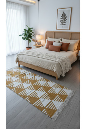 Lorvian Noletti Hardal Geometrik Desenli Modern Kilim - Makinada Yıkanabilir