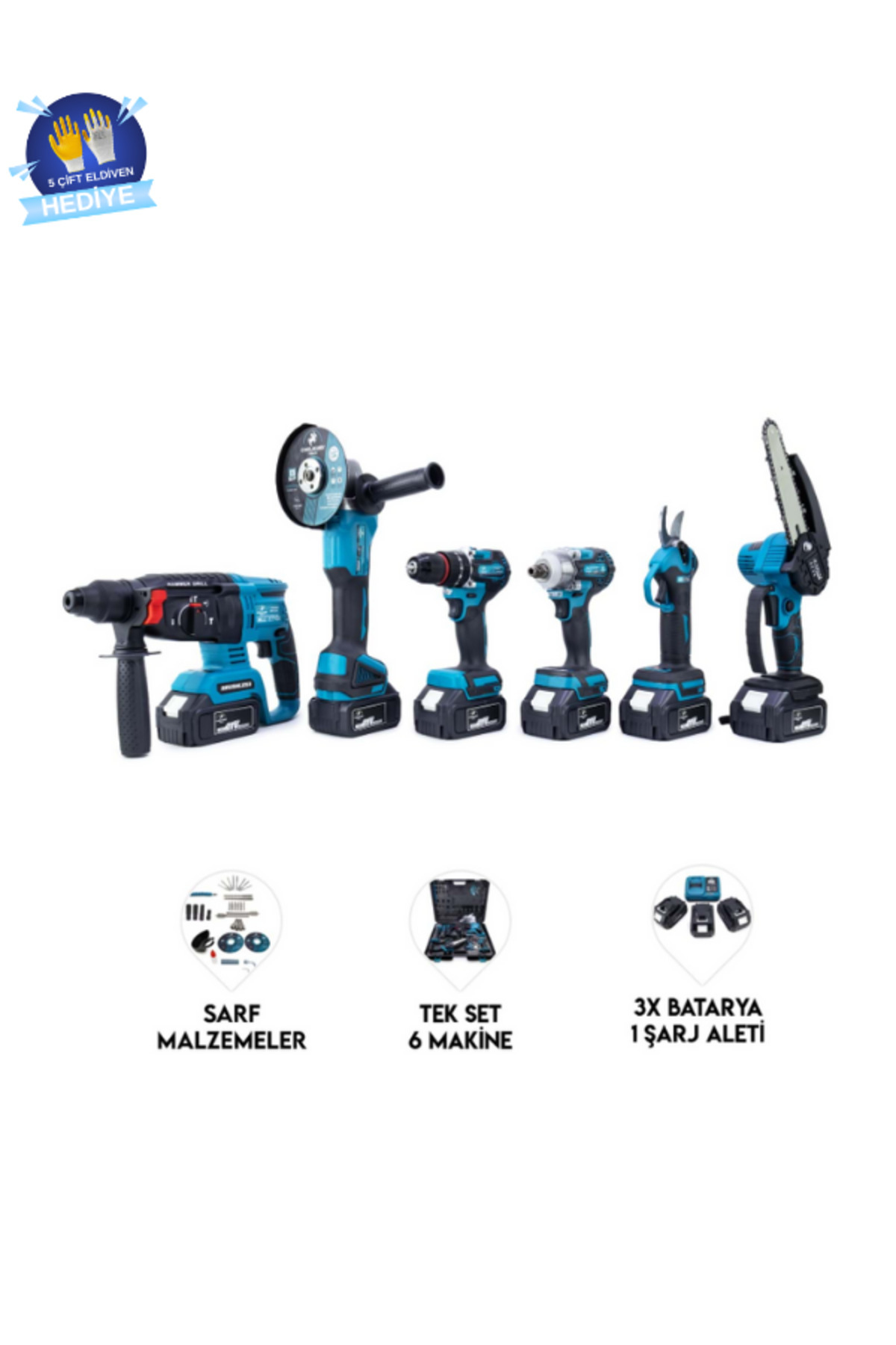DAWREK Chelıkbeı Altılı Set (Budama Testeresi +Bağ Makası + 13MM Ç