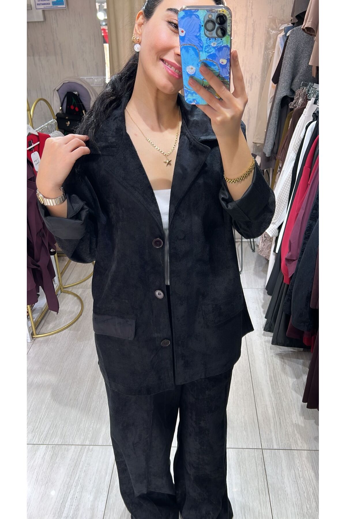 Süet Ceket Pantolon Takım