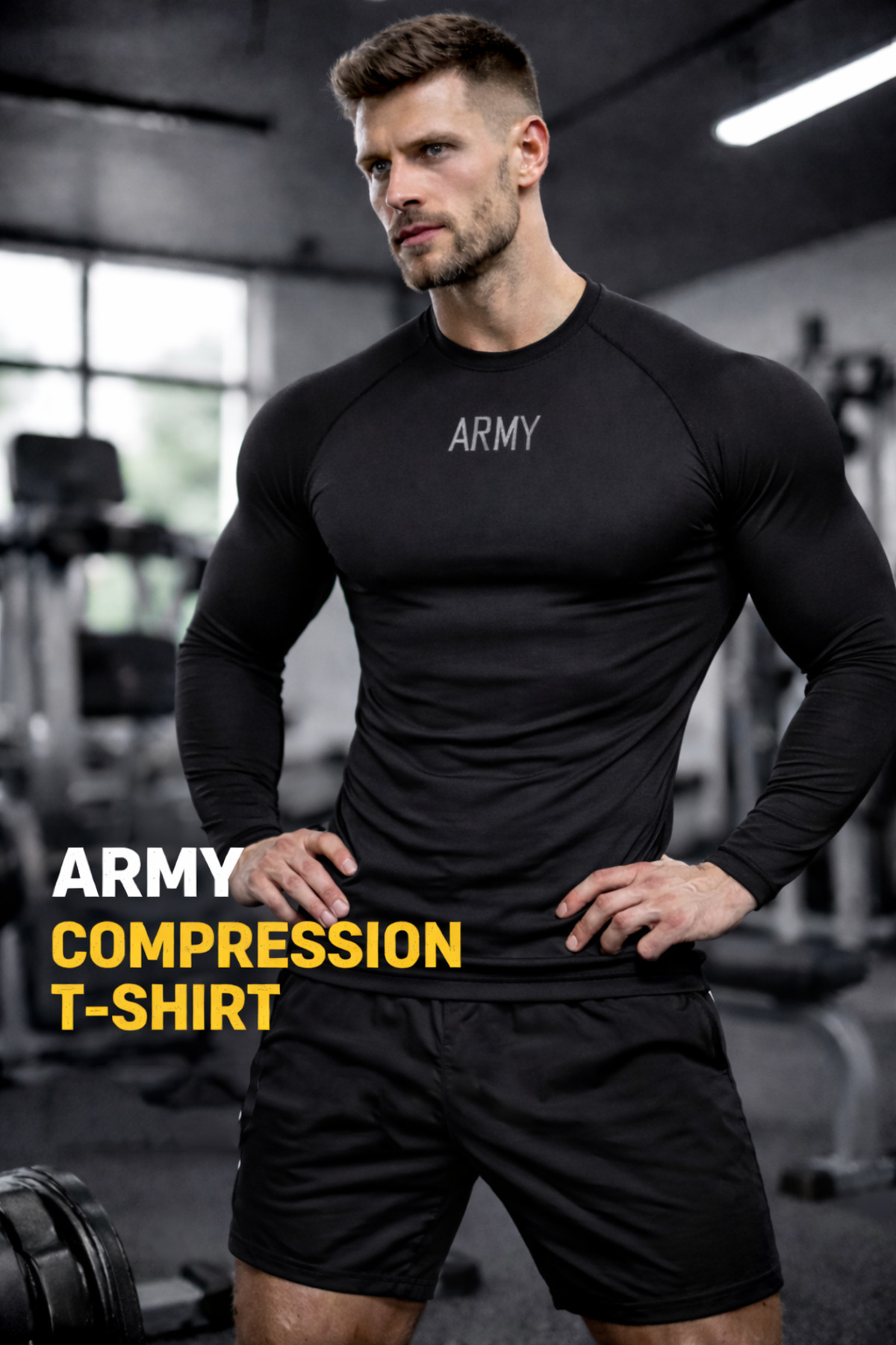 GAZELMANYA ARMY Premium Compression Kısa Uzun Fitness Body Gym Sporcu Kısa Kol Fitness Body Dar