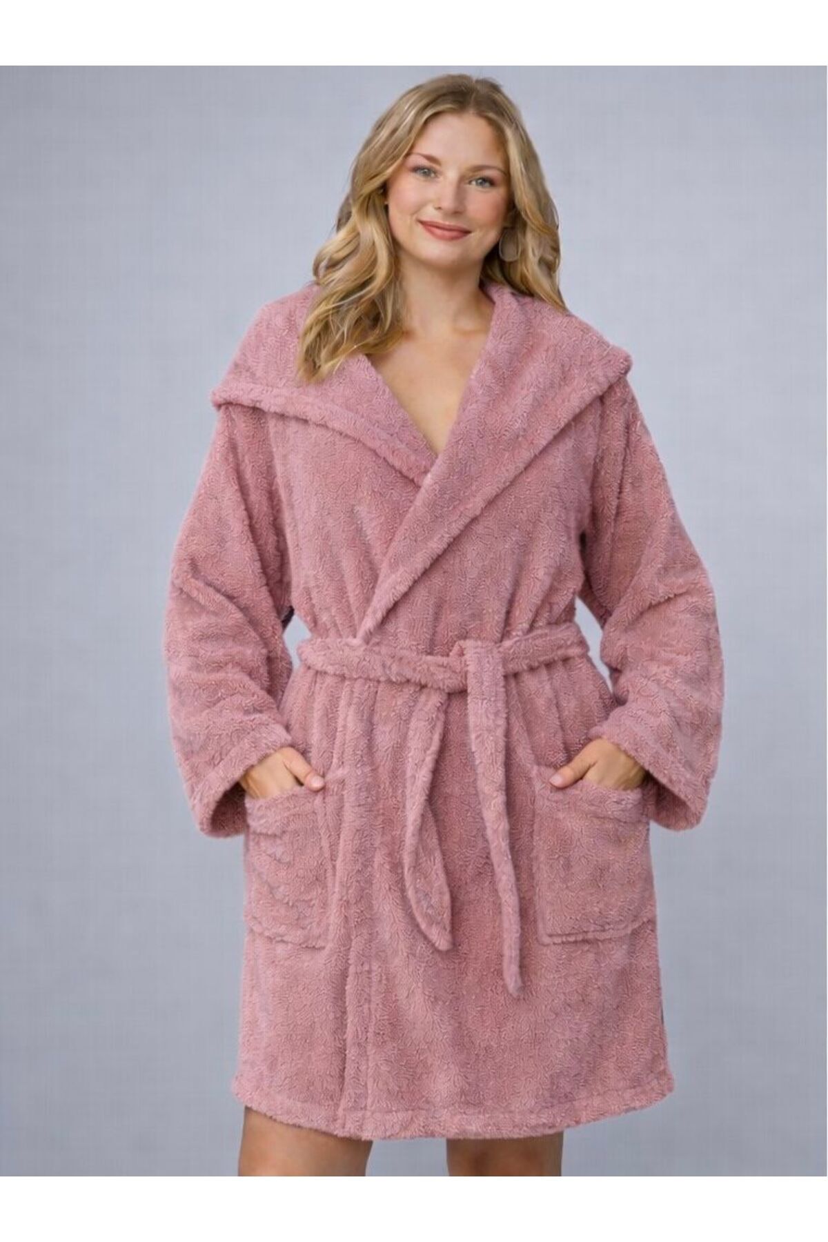 HOODED CURLY BATHROBE -100% COTTON