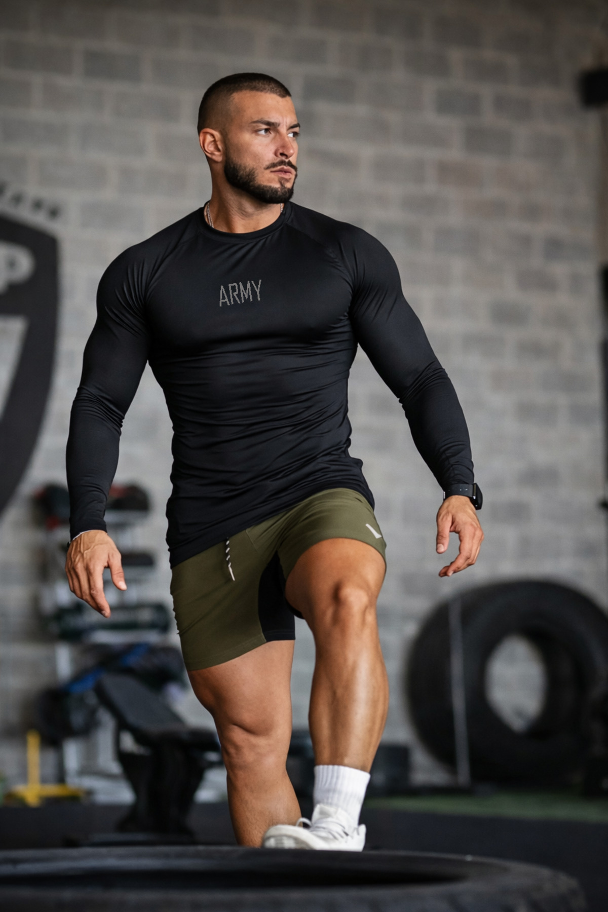 GAZELMANYA ARMY Premium Compression Kısa Uzun Fitness Body Gym Sporcu Kısa Kol Fitness Body Dar görsel 5