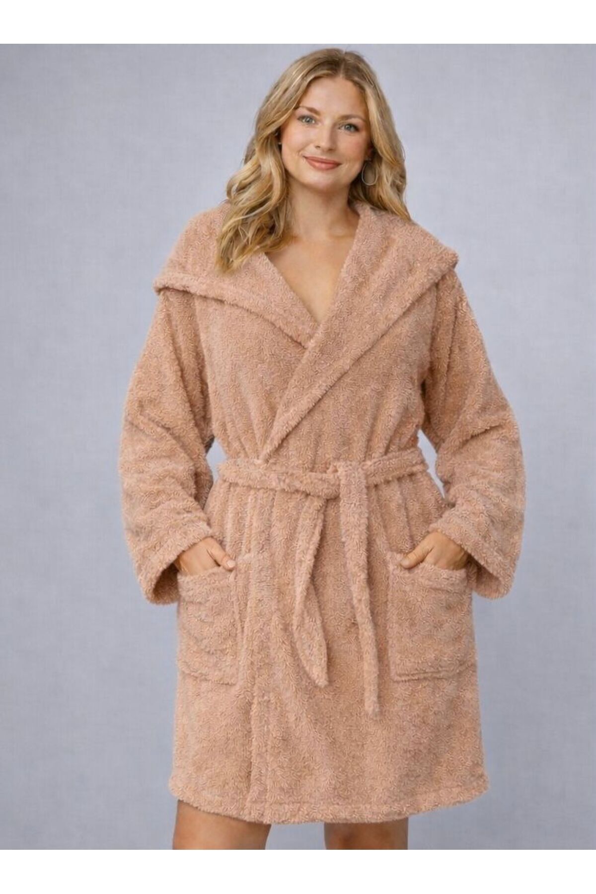 HOODED CURLY BATHROBE -100% COTTON