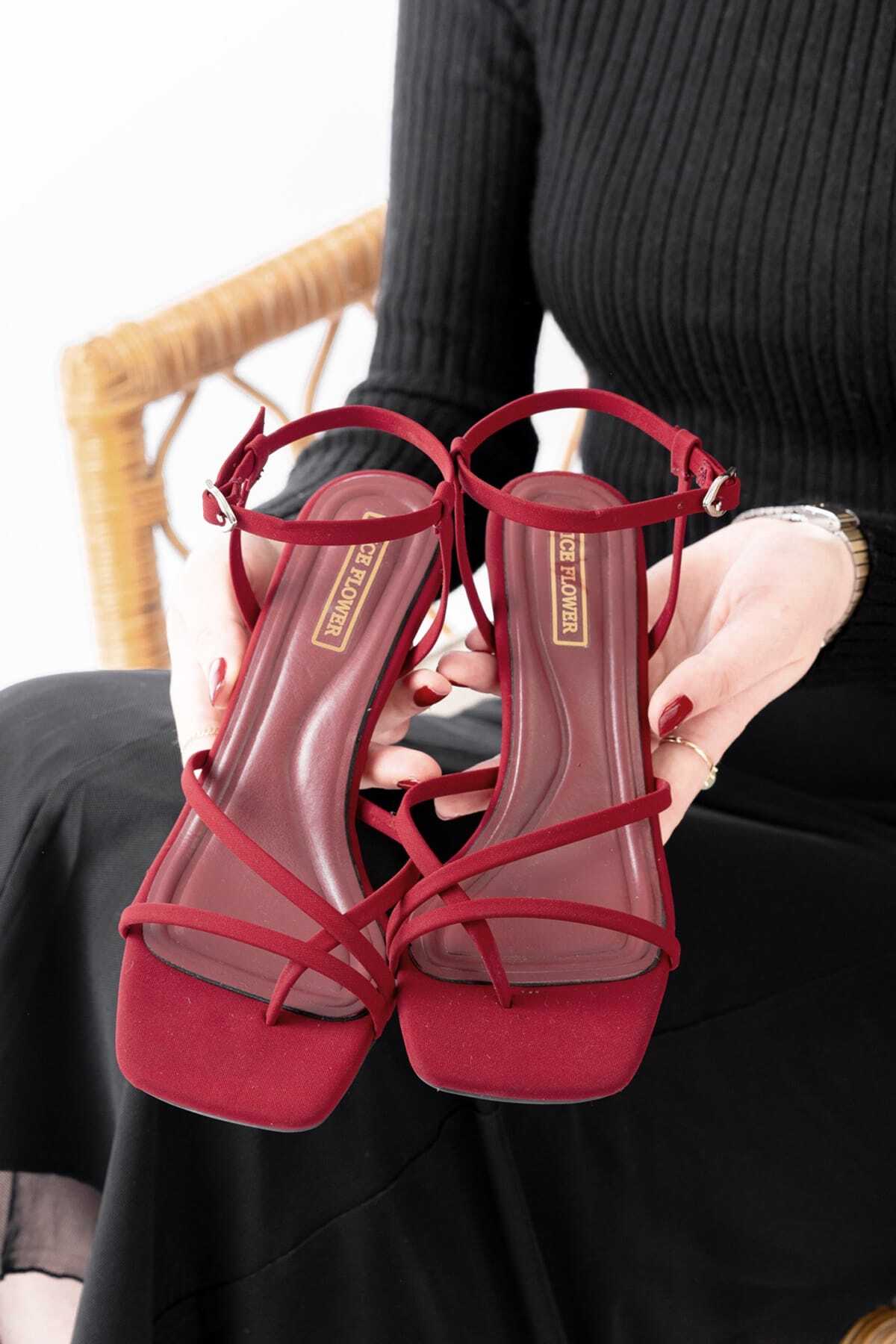 NiceDiffer  Kadın Sandalet Bilekten Bağlamalı 6cm Topuklu Sandalet - Görsel 3