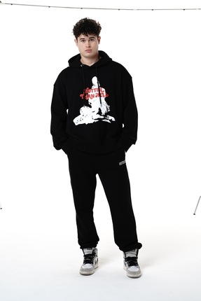 INTUITIVE Erkek Hotter Than Hell Sweatshirt Hoodie Siyah