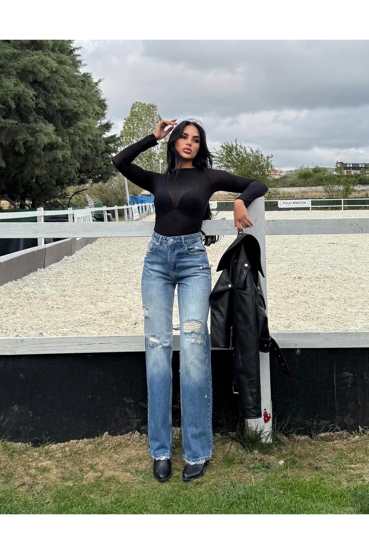 Aida Fashion  Diz yırtık palazzo jeans - Görsel 2