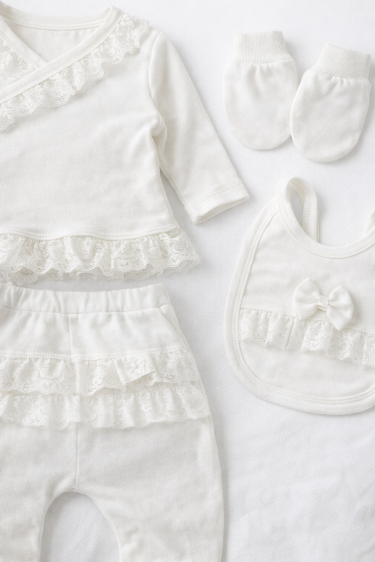 My Babies Label Kız Bebek Dantel Detaylı 5'li Yenidoğan Hastane Çıkışı fotoğrafı 3 (önizleme)