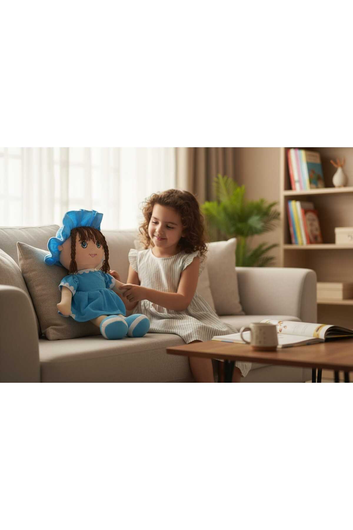 Renkli Düşler Atölyesi Mira Peluş Açık Mavi Bez Bebek 70 cm/ Oyun Arkadaşı/ Oyuncak Peluş Bebek fotoğrafı 3 (önizleme)