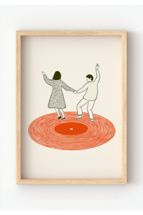 MIOVI WORKS Vinyl Love | Çerçeveli Modern Minimal Plak Temalı Duvar Dekorasyo...