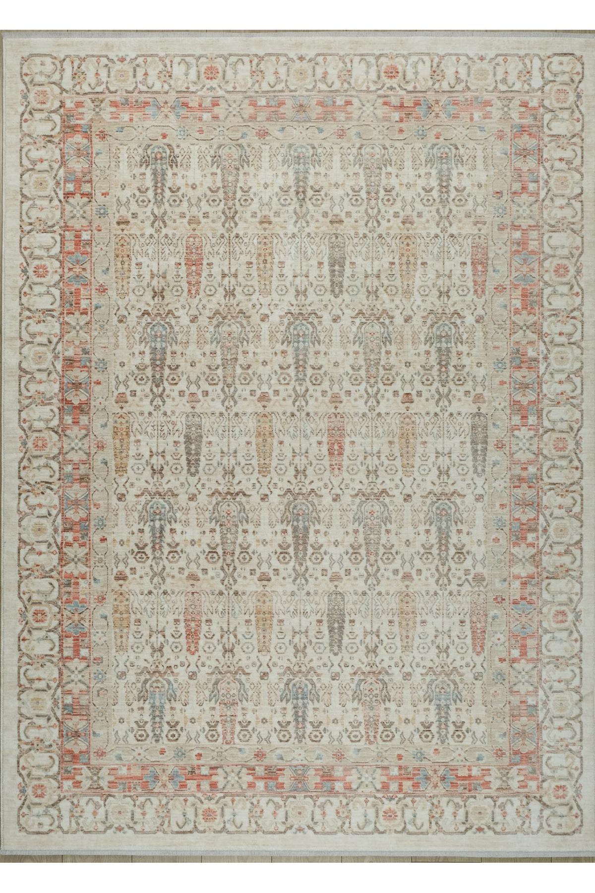 Bohemian Cream Terra Bamboo 100% Polyester Modern Woven Living Room Living Room Rug