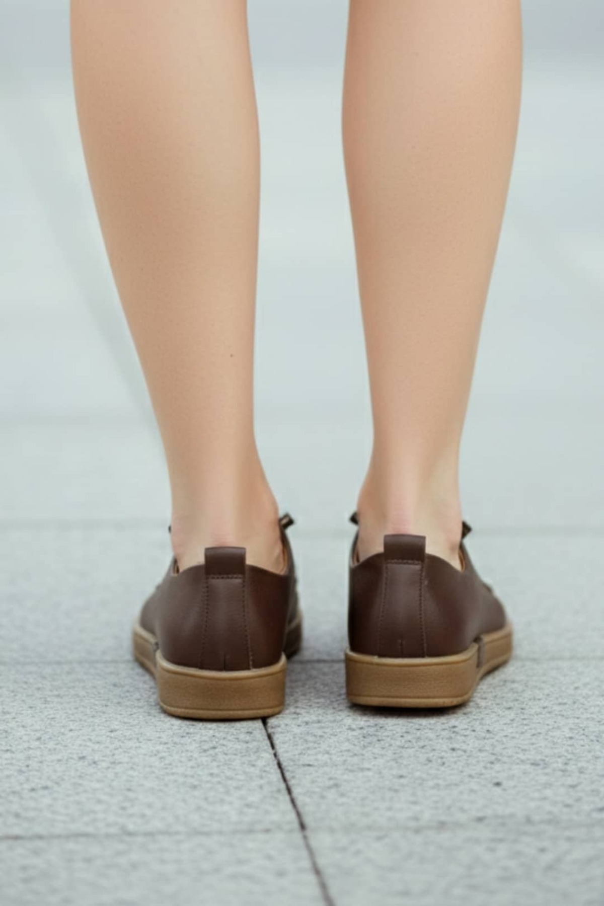NAVİSHOES Kahverengi Kadın Lastik Detaylı Hafif Yumuşak Loafer Babet 2006 görsel 3